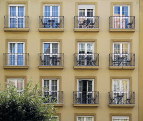 Malaga apartment building with small balconies