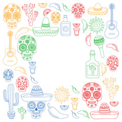 Mexico vector pattern. Day of the Dead. Icons for posters, banners, backgrounds.