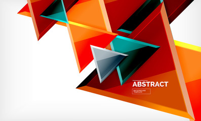 Triangular low poly background design, multicolored triangles