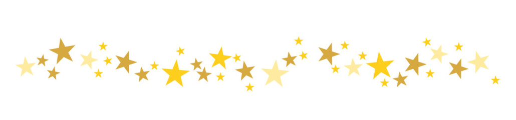 Fototapeta premium Christmas vector header. Golden stars on white background