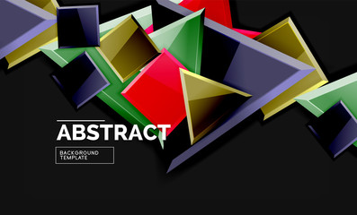 Glossy squares and triangles geometric backgrounds