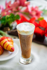 cold coffee with ice cream. iced coffee with ice cream  and whipped cream