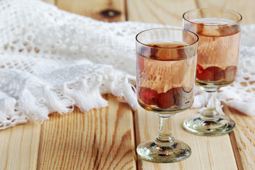 Russian homemade liquor with vodka and cranberry	