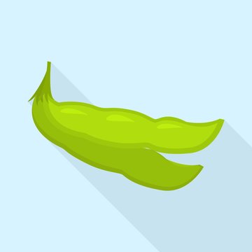 Green soybean icon. Flat illustration of green soybean vector icon for web design