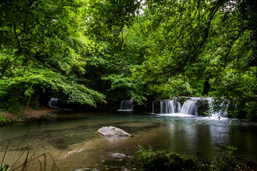 Fototapeta na wymiar Waterfalls of Monte Gelato in the Valle del Treja near Mazzano Romano, Lazio, Italy