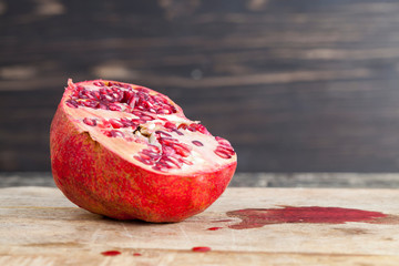 ripe pomegranate cut