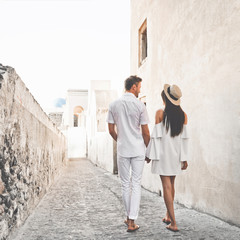 Happy young couple on Santorini