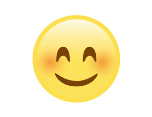 isolated vector yellow happy smiley face icon with red cheek