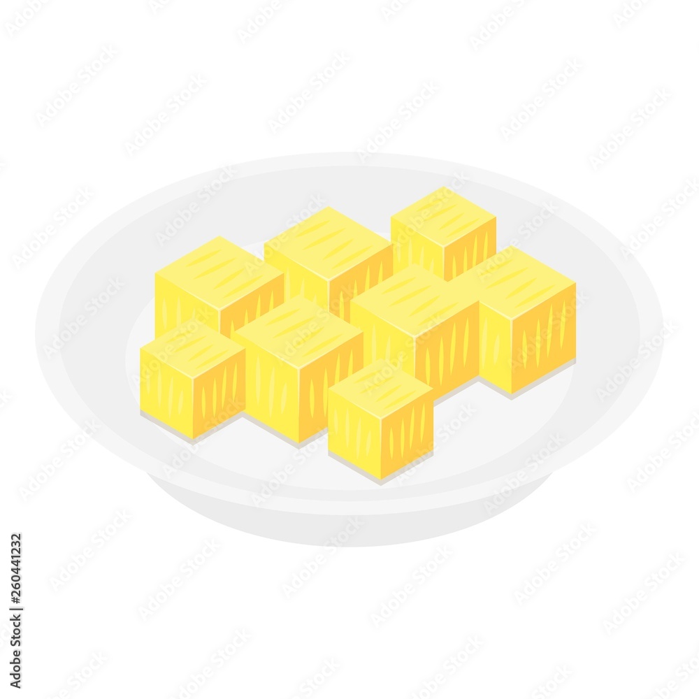 Poster Pineapple cube icon. Isometric of pineapple cube vector icon for web design isolated on white background