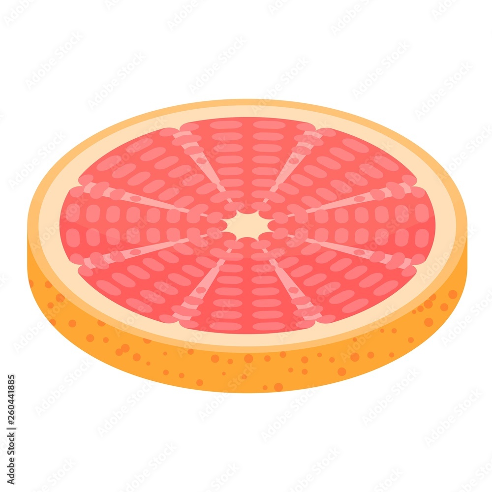 Poster round slice grapefruit icon. isometric of round slice grapefruit vector icon for web design isolated