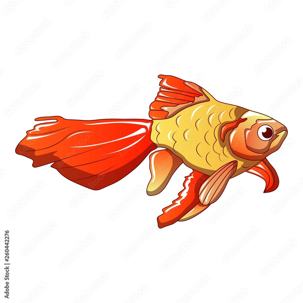 Poster red goldfish icon. cartoon of red goldfish vector icon for web design isolated on white background