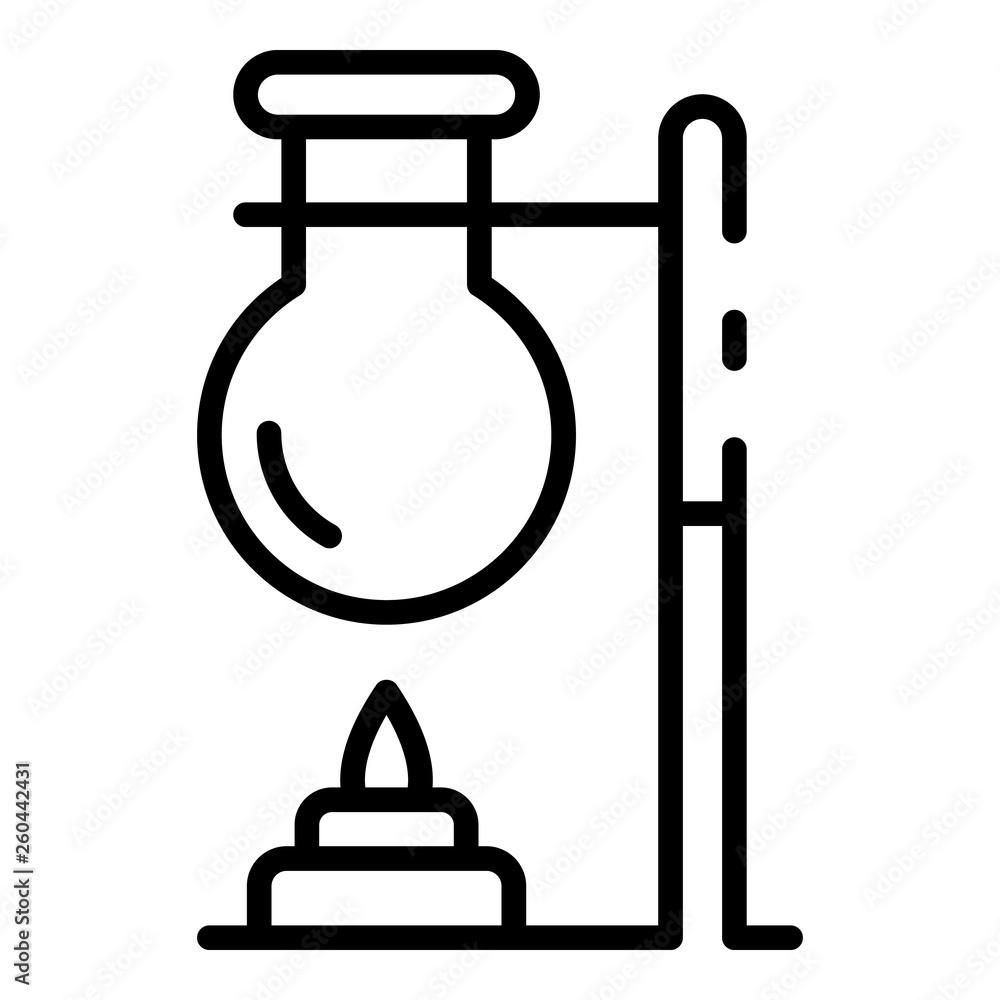 Poster lab flask on flame icon. outline lab flask on flame vector icon for web design isolated on white bac