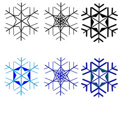 Different snowflakes on a white background