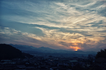 Fototapeta premium Sunset and mountain