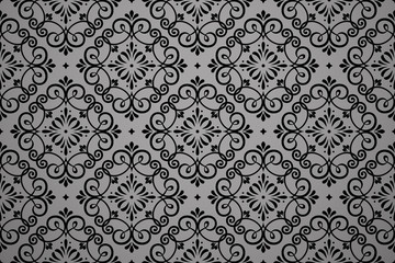 Wallpaper in the style of Baroque. Seamless vector background. Black floral ornament. Graphic pattern for fabric, wallpaper, packaging. Ornate Damask flower ornament