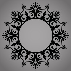 Decorative frame Elegant vector element for design in Eastern style, place for text. Floral black border. Lace illustration for invitations and greeting cards