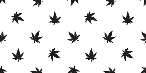 Marijuana seamless pattern weed vector cannabis leaf scarf isolated repeat wallpaper tile background plant - obrazy, fototapety, plakaty
