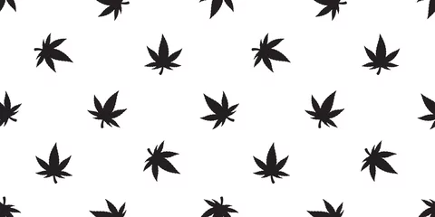 Fotobehang Marijuana seamless pattern weed vector cannabis leaf scarf isolated repeat wallpaper tile background plant © CNuisin