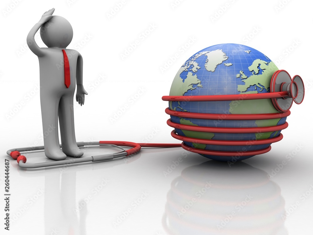Poster 3d rendering global warning