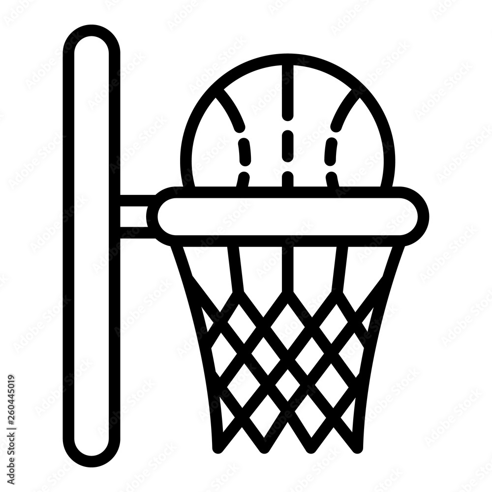 Poster ball in basket icon. outline ball in basket vector icon for web design isolated on white background