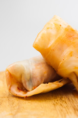 Stuffed cabbage rolls isolated on white background