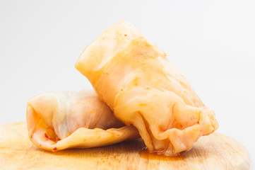 Stuffed cabbage rolls isolated on white background