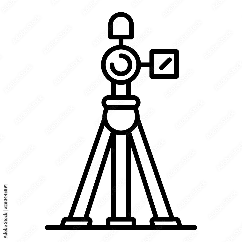 Poster video camera on tripod icon. outline video camera on tripod vector icon for web design isolated on w