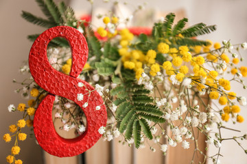 Festive composition for International Women's Day, closeup