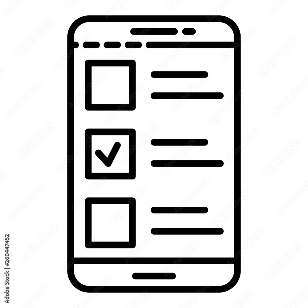 Poster done smartphone vote icon. outline done smartphone vote vector icon for web design isolated on white