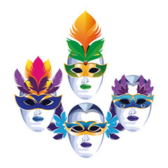 set of masks with feathers