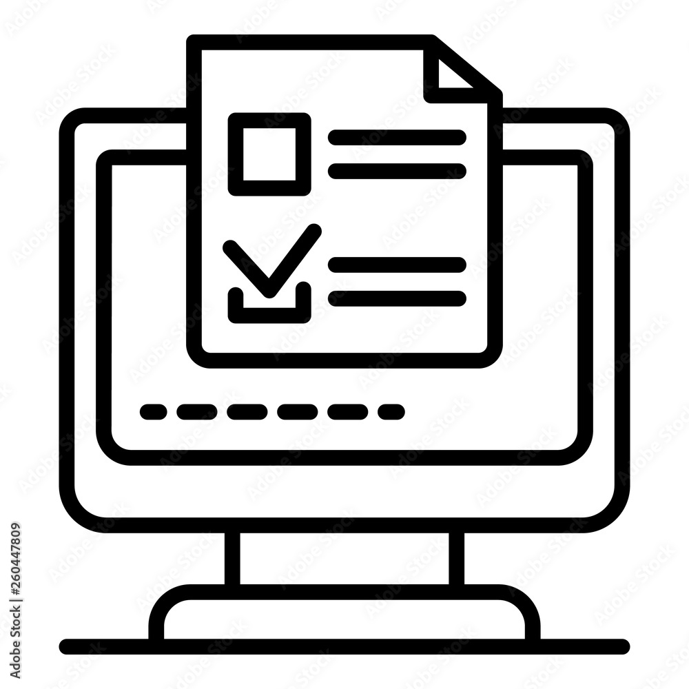 Poster online monitor vote icon. outline online monitor vote vector icon for web design isolated on white b