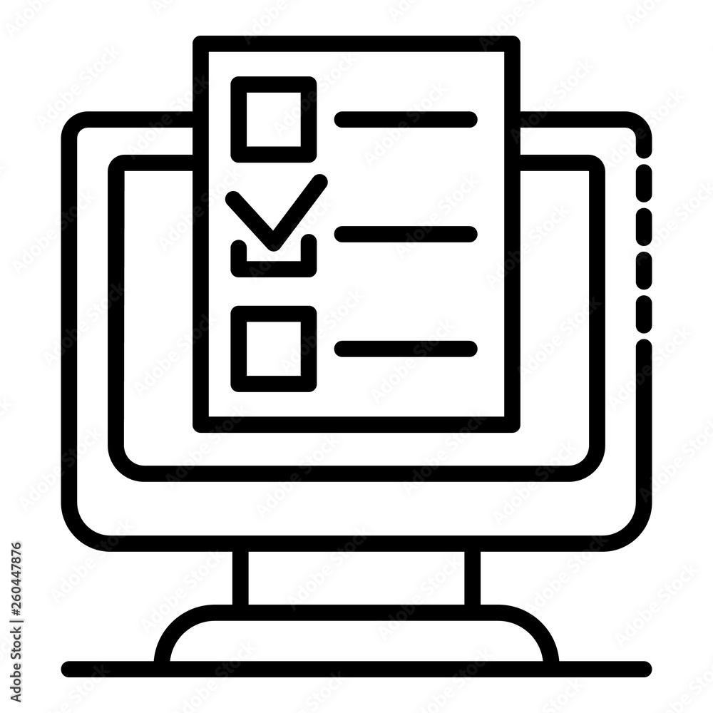 Poster computer online vote list icon. outline computer online vote list vector icon for web design isolate