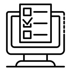 Fototapeta premium Computer online vote list icon. Outline computer online vote list vector icon for web design isolated on white background