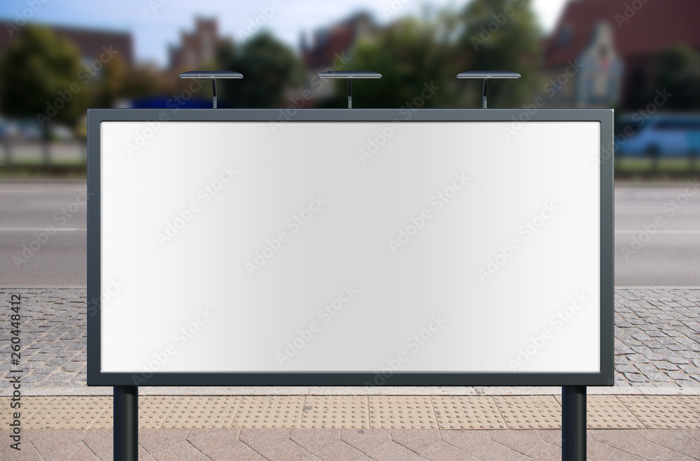 Wall mural 3d rendering of blank billboard (empty advertisement) isolated on white. empty mockup template