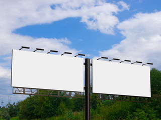 3D rendering of blank billboard (empty advertisement) isolated on white background - mock up template