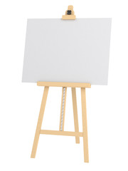 Empty wooden easel (empty canvas) isolated on white