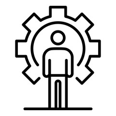 Gear man recruitment icon. Outline gear man recruitment vector icon for web design isolated on white background