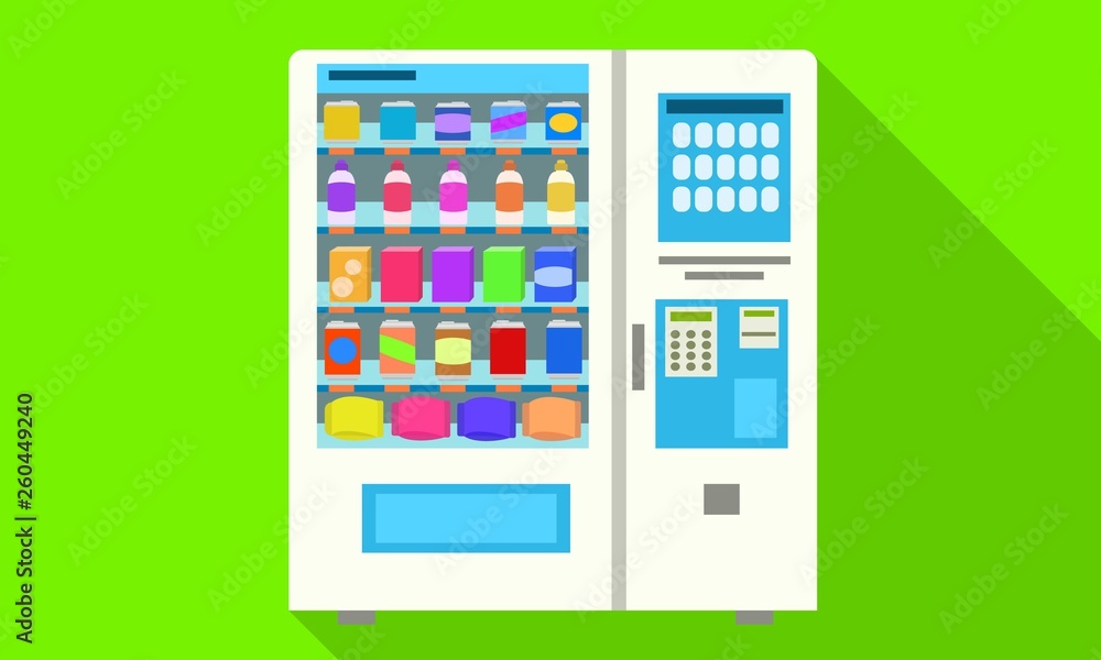 Poster vending machine icon. flat illustration of vending machine vector icon for web design