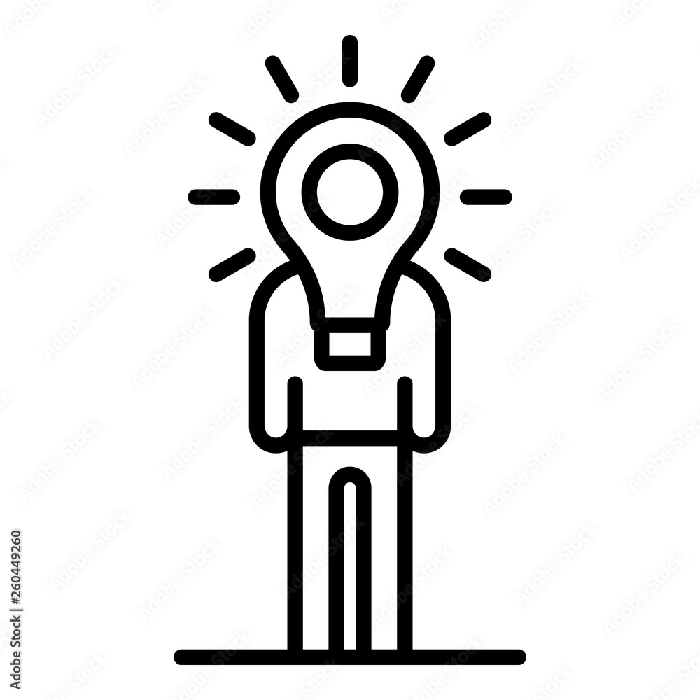 Poster man idea bulb icon. outline man idea bulb vector icon for web design isolated on white background