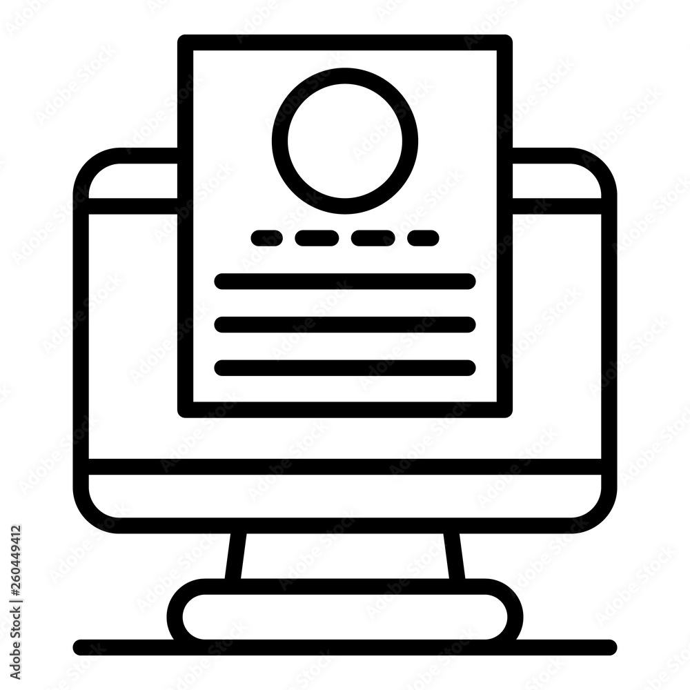 Poster file computer recruitment icon. outline file computer recruitment vector icon for web design isolate