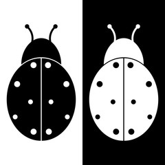 Ladybug beetle icon. Vector illustration isolated in simple flat design, white and black. - Vector
