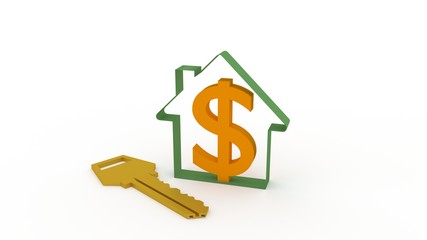 house on white background isolated 3d image