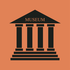 Museum icon. Silhouette of the museum building, simple flat design. Vector. - Vector