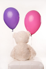 teddy mit luftballons von hinten
