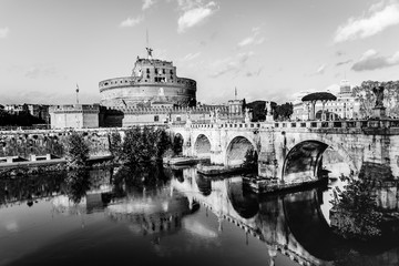 Plakat Castle Sant' Angelo (Mausoleum of Hadrian) in Rome, Italy