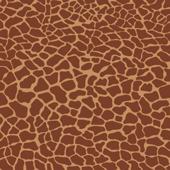 Dark giraffe animal print texture pattern. Brown tiles on yellow background imitate giraffe skin pattern