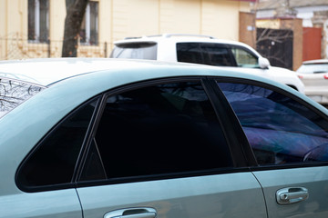 Modern car with clean windows outdoors