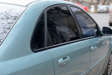 Modern car with clean windows outdoors
