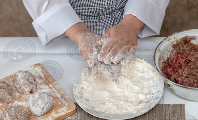Minced meatballs in the kitchen