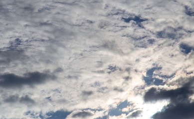 Clouds against the blue sky as a background
